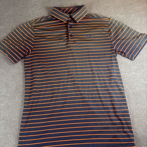 Under Armour Men's Polo - Black and Orange Stripes - Picture 1 of 3